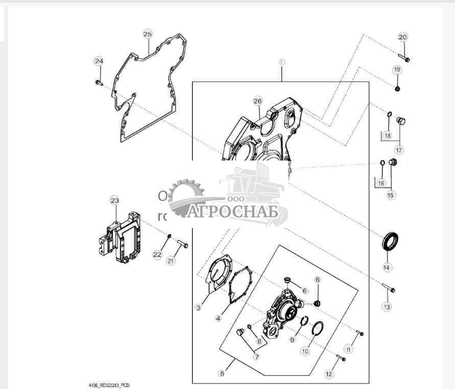 4436 Крышка распределительных шестерен и водяной насос 